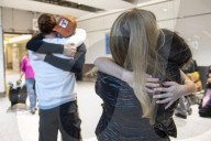 First arrivals at Heathrow airport from America to the UK since restrictions lifted.