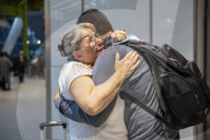 First arrivals at Heathrow airport from America to the UK since restrictions lifted.