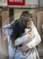 First arrivals at Heathrow airport from America to the UK since restrictions lifted.