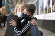 First arrivals at Heathrow airport from America to the UK since restrictions lifted.