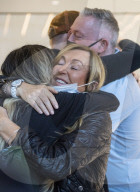 First arrivals at Heathrow airport from America to the UK since restrictions lifted.