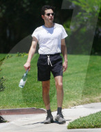 Rami Malek, 40, is seen leaving a friends house after playing tennis. 