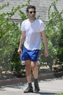 Rami Malek, 40, is seen leaving a friends house after playing tennis.