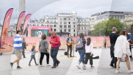 London atmosphere on the Bank Holiday Saturday, Trafalgar Square, London, Great Britain 
28th August 2021