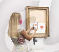 Banksy’s Love is in the bin at Sotheby’s, London. The painting famously shredded by Banksy after it last sold at Sotheby’s in 2018.
