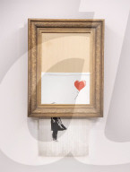 Banksy’s Love is in the bin at Sotheby’s, London. The painting famously shredded by Banksy after it last sold at Sotheby’s in 2018.