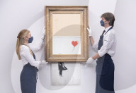 Banksy’s Love is in the bin at Sotheby’s, London. The painting famously shredded by Banksy after it last sold at Sotheby’s in 2018.