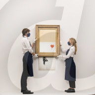 Banksy’s Love is in the bin at Sotheby’s, London. The painting famously shredded by Banksy after it last sold at Sotheby’s in 2018.