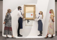 Banksy’s Love is in the bin at Sotheby’s, London. The painting famously shredded by Banksy after it last sold at Sotheby’s in 2018.