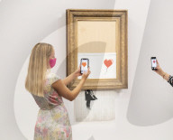 Banksy’s Love is in the bin at Sotheby’s, London. The painting famously shredded by Banksy after it last sold at Sotheby’s in 2018.