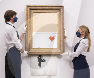 Banksy’s Love is in the bin at Sotheby’s, London. The painting famously shredded by Banksy after it last sold at Sotheby’s in 2018.