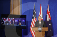 Prime Minsiter Boris Johnson atlaunch of the AUKUS Partnership
