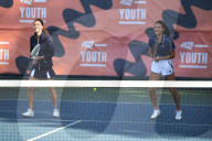 The Duchess of Cambridge and US Open Champion Emma Raducanu at the LTA Centre in Roehampton today.