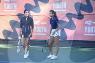 The Duchess of Cambridge and US Open Champion Emma Raducanu at the LTA Centre in Roehampton today.