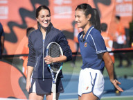 The Duchess of Cambridge and US Open Champion Emma Raducanu at the LTA Centre in Roehampton today.