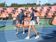 The Duchess of Cambridge and US Open Champion Emma Raducanu at the LTA Centre in Roehampton today.