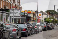 Busy petrol stations Wimbledon, London.