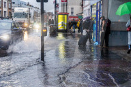Heavy rain and floods in Putney London.