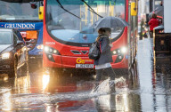 Heavy rain and floods in Putney London.