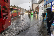 Heavy rain and floods in Putney London.