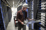 Inside Facebook's green Lulea Data Centre in Sweden, the only one outside the USA. 