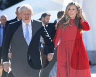 Conservative Party Conference 2021 Manchester. Boris Johnson arrives for his speech today with his wife Carrie.