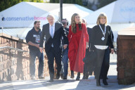 Conservative Party Conference 2021 Manchester. Boris Johnson arrives for his speech today with his wife Carrie.