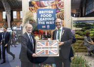 Conservative MP David Amess at the NFU stand with NFU Vice President Tom Bradshaw