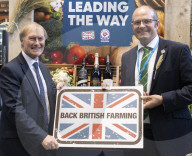Conservative MP David Amess at the NFU stand with NFU Vice President Tom Bradshaw