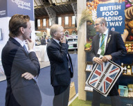 Conservative MP David Amess at the NFU stand with NFU Vice President Tom Bradshaw
