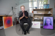 Artist Chris Levine at his studio, Shedfield, Hampshire, UK.