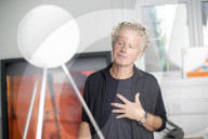 Artist Chris Levine at his studio, Shedfield, Hampshire, UK.