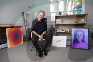 Artist Chris Levine at his studio, Shedfield, Hampshire, UK.