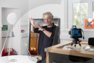 Artist Chris Levine at his studio, Shedfield, Hampshire, UK.