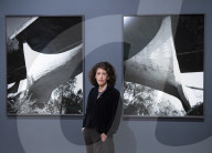 Hélène Binet at her exhibition "Light Lines: The Architectural Photographs of Hélène Binet"
