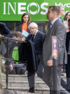 Prime Minister Boris Johnson arrives at the JCB Hydrogen fuelled excavator exhibition