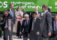 Prime Minister Boris Johnson arrives at the JCB Hydrogen fuelled excavator exhibition