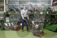 Welcome to my micro museum. Brian Radam - British Lawnmower Museum - Southport