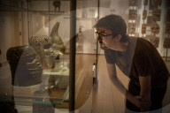 Benin Bronze Heads at the British Museum, London, England.