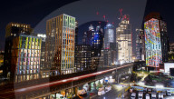 Line of Light Festival, above Nine Elms & Battersea Power Station, London.