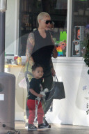 Amber Rose takes her two children, Sebastian and Slash shopping for Halloween costumes at a local shopping mall.