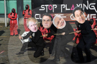 Activists begin Squid Game protest at COP26.
