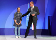 Prince William with Vinisha Umashankar  at the EarthShot Prize at Cop26
