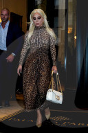 PEOPLE - Lady Gaga im Leoprint-Kleid beim Verlassen ihres Hotels in Mailand
