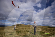Gliders in Lancashire: model aircraft enthusiasts.
Guardian photojournalist Christopher Thomond spent some time with model aircraft enthusiasts who were launching their slope-soaring gliders off the hillside at Nick of Pendle.