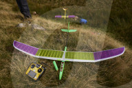 Gliders in Lancashire: model aircraft enthusiasts.
Guardian photojournalist Christopher Thomond spent some time with model aircraft enthusiasts who were launching their slope-soaring gliders off the hillside at Nick of Pendle.