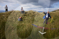 Gliders in Lancashire: model aircraft enthusiasts.
Guardian photojournalist Christopher Thomond spent some time with model aircraft enthusiasts who were launching their slope-soaring gliders off the hillside at Nick of Pendle.