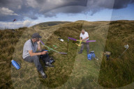 Gliders in Lancashire: model aircraft enthusiasts.
Guardian photojournalist Christopher Thomond spent some time with model aircraft enthusiasts who were launching their slope-soaring gliders off the hillside at Nick of Pendle.