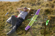 Gliders in Lancashire: model aircraft enthusiasts.
Guardian photojournalist Christopher Thomond spent some time with model aircraft enthusiasts who were launching their slope-soaring gliders off the hillside at Nick of Pendle.
