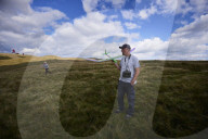 Gliders in Lancashire: model aircraft enthusiasts.
Guardian photojournalist Christopher Thomond spent some time with model aircraft enthusiasts who were launching their slope-soaring gliders off the hillside at Nick of Pendle.